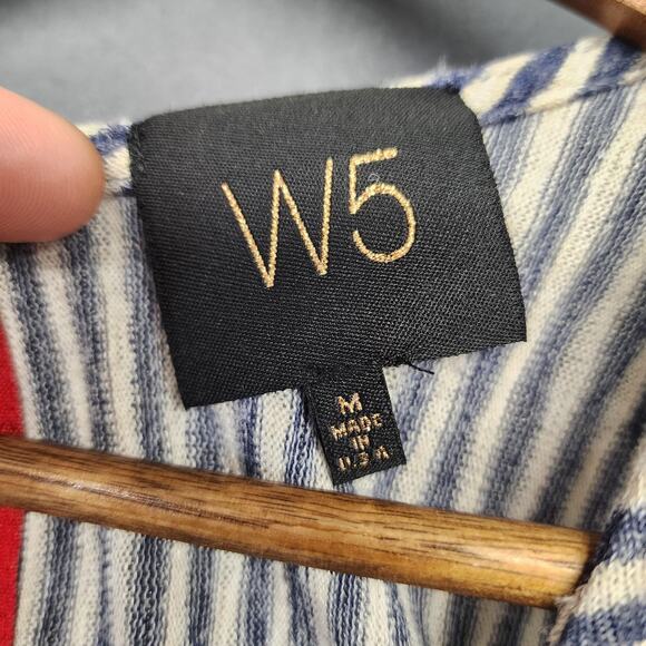 Anthropologie W5 Tank Top Womens Medium Blue White Stripe Racerback Knit USA - Picture 3 of 8